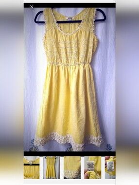 Sophie Max Yellow Sundress with Crochet Trim